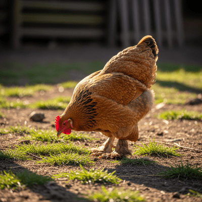 Naturalistic image of a Brahma belonging to the chicken taxonomy in its typical outdoor environment