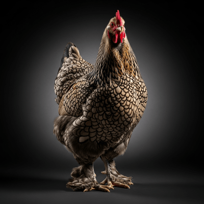 Editorial-style portrait of a Brahma from the chicken taxonomy.