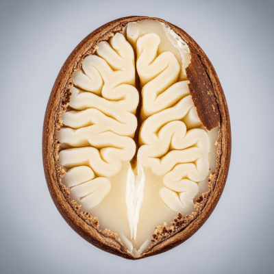 Macro close-up image showing the interior cross-section of a Brazil nut (nuts)
