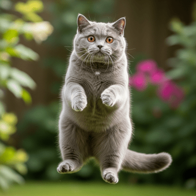 Action shot of a British Shorthair