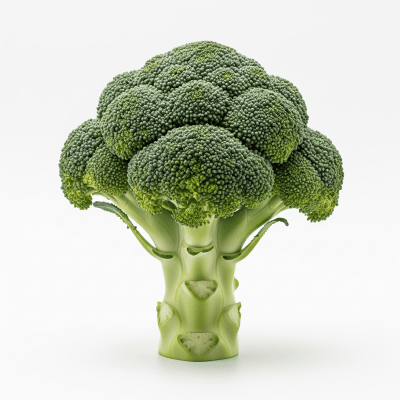 High resolution studio photograph of a single Broccoli