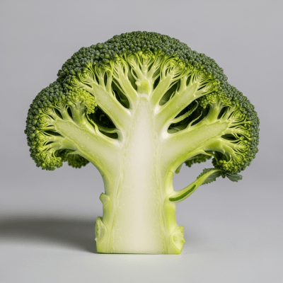 Detailed cross-sectional view of a fresh Broccoli