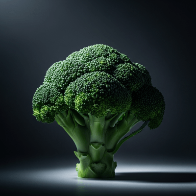 Editorial-style hero shot of a single Broccoli from the taxonomy vegetables.