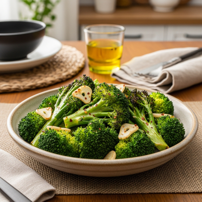Photograph of a prepared dish or serving featuring the Broccoli, as commonly used in cuisine within the taxonomy vegetables