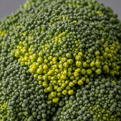 Close-up macro photograph of surface details and textures of a single Broccoli