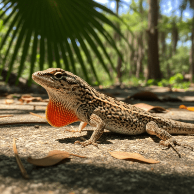 Detailed image of a Brown Anole (lizards) in its natural habitat