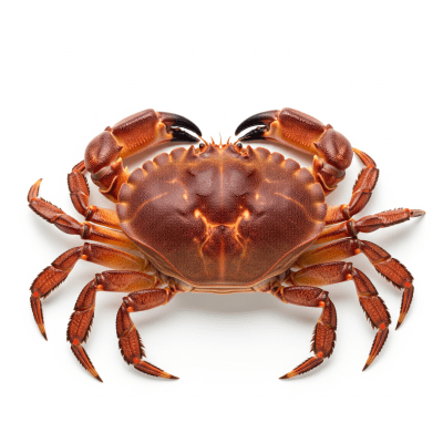 High quality studio photograph of a single Brown Crab