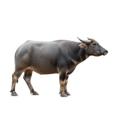 High quality studio photograph of a Bubalus bubalis (domestic water buffalo)