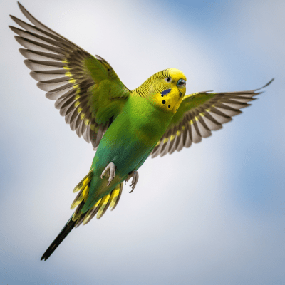 Action shot of a Budgerigar (birds) in flight