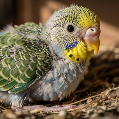 Image of a juvenile or chick stage of the Budgerigar, within the taxonomy birds