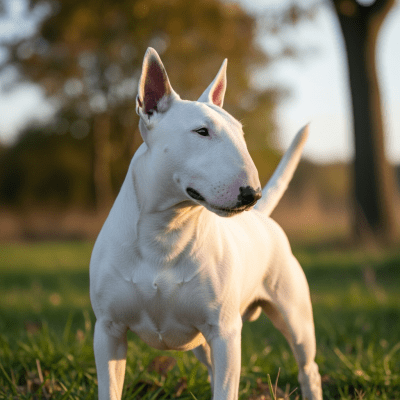 Naturalistic outdoor image of a Bull Terrier