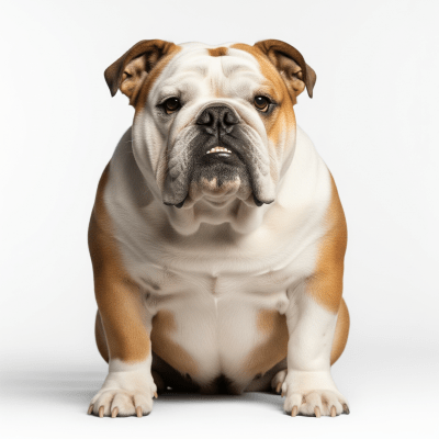High quality studio photograph of a single Bulldog