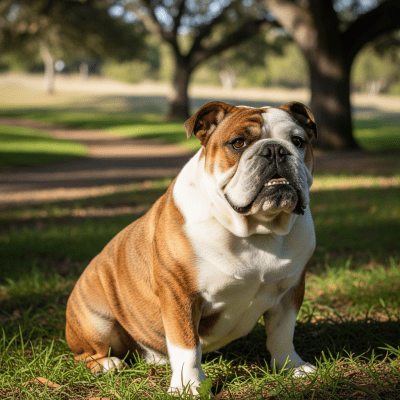 Naturalistic outdoor image of a Bulldog