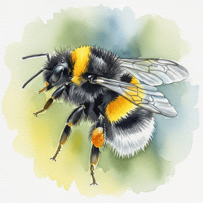 Artistic depiction of a single Bumblebee, belonging to the taxonomy insects