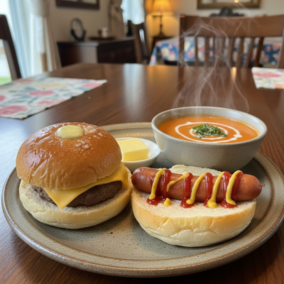 Photograph of Bun, shown being served or eaten as part of a meal