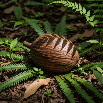 Photograph of a Bunya nut (nuts) in its natural environment, such as on the tree, bush, or ground where it grows