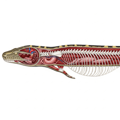 Scientific cross-sectional illustration of a Burmese Python