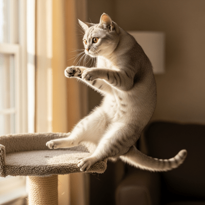 Action shot of a Burmilla