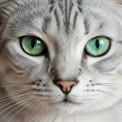 Close-up macro photograph of the face of a Burmilla