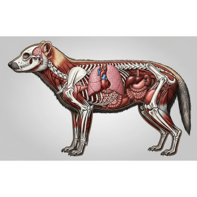 Detailed anatomical illustration of a Bush Dog