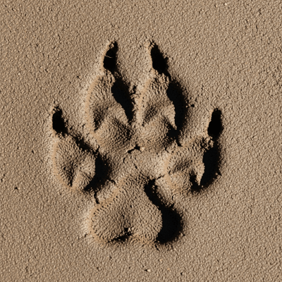 Image depicting tracks or footprints left by a Bush Dog, belonging to the taxonomy canines