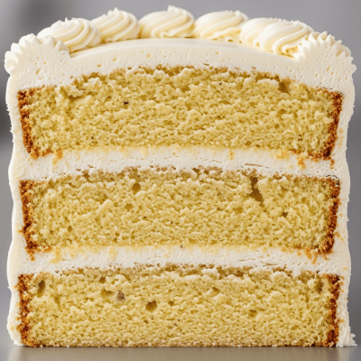 Detailed cross-sectional view of a sliced Butter Cake (cake), showing internal layers, textures, and ingredients