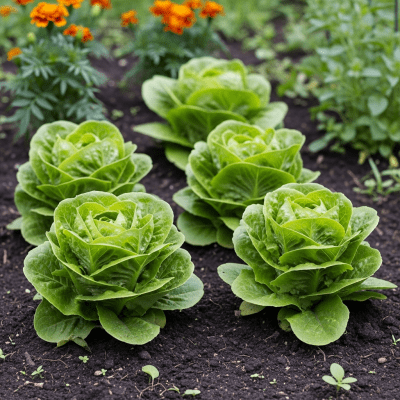 Naturalistic photograph of Butterhead Lettuce growing in a field or garden, representing its environment as part of the taxonomy lettuce