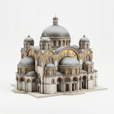High quality, studio-style photograph of a single Byzantine from the architecture taxonomy