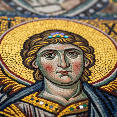 Close-up detail shot of a distinctive feature or ornamentation from the Byzantine (architecture), showing material texture, craftsmanship, or unique design elements