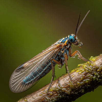 Macro photograph of a Caddisfly