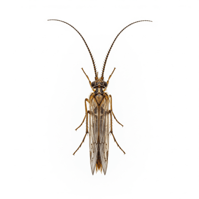 High quality studio photograph of a single Caddisfly, belonging to the taxonomy insects
