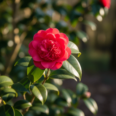 Photograph of a Camellia (flowers) in its natural environment