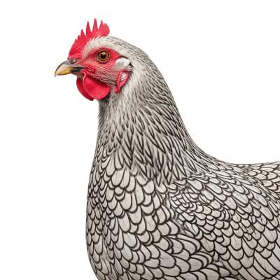 High quality studio photograph of a single Campine from the chicken taxonomy