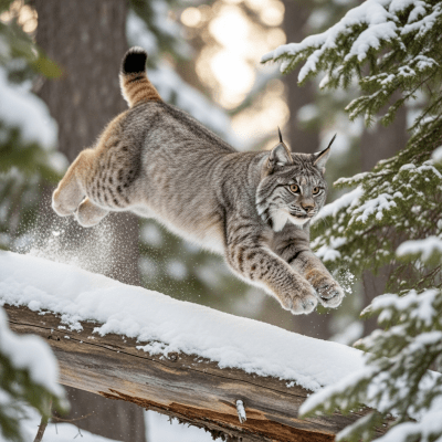 Action shot of a Canada Lynx