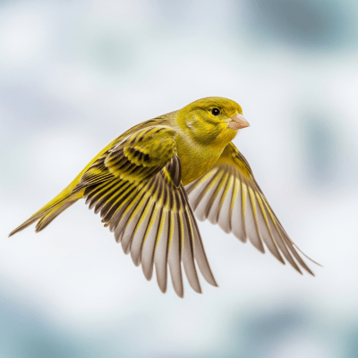 Action shot of a Canary (birds) in flight