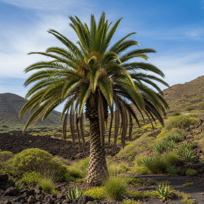 A detailed image of the Canary Island Date Palm (palms) in its native environment
