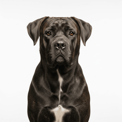 High quality studio photograph of a single Cane Corso