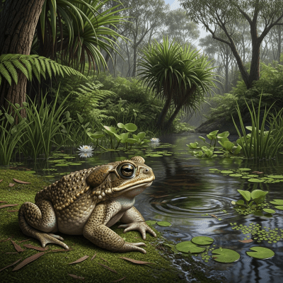 A detailed image of a Cane Toad (amphibians) in its natural habitat