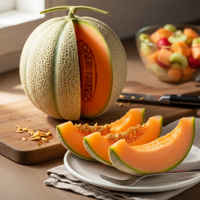 Image of the Cantaloupe, part of the fruits taxonomy, prepared or used in a typical culinary context