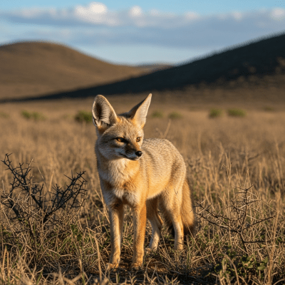 Photograph of a Cape Fox, part of the taxonomy canines, in its typical natural environment