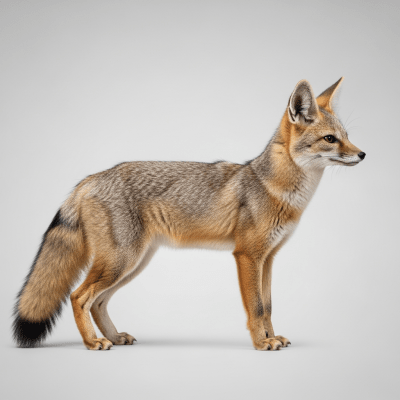 Side profile photograph of a standing Cape Fox, part of the taxonomy canines