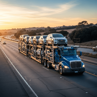 Photorealistic image of a Car Carrier Truck (trucks) in its typical working environment