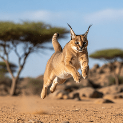 Action shot of a Caracal