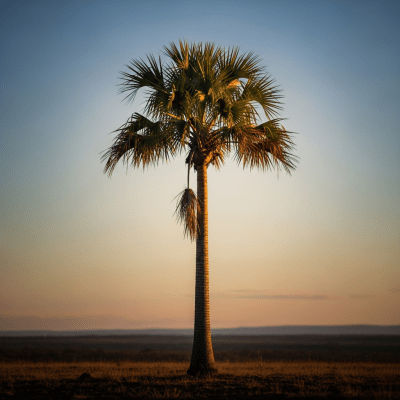 Editorial-style image of a solitary Caranday Palm (palms) as a majestic centerpiece.