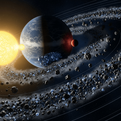 Visualization of a Carbon planet (planets) interacting dynamically within its typical system architecture