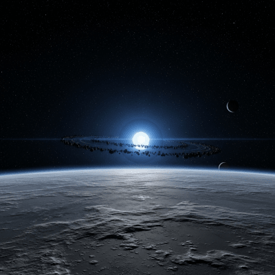 Realistic illustration of a Carbon planet (planets) depicted in its typical orbital environment