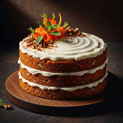 Editorial-style hero shot of a beautifully presented Carrot Cake, from the cake taxonomy.