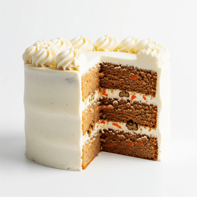 High quality studio photograph of a Carrot Cake from the cake taxonomy