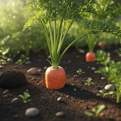 Naturalistic image of a Carrot in its typical growing environment, as found in nature or a cultivated garden