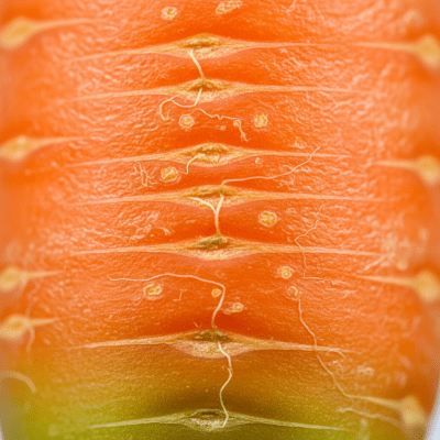 Close-up macro photograph of surface details and textures of a single Carrot